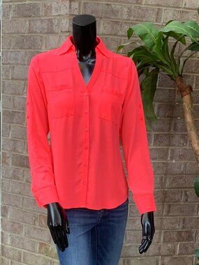 Express Portofino Button Down Chiffon Blouse